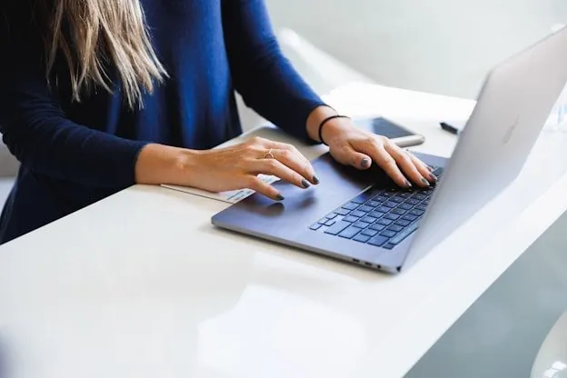 Woman typing